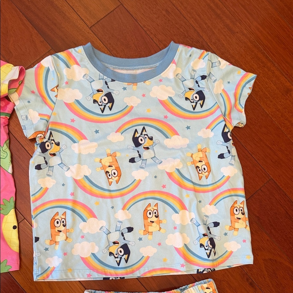 Kids Cartoon Pajama Set - Pink and Blue - Picture 3 of 14
